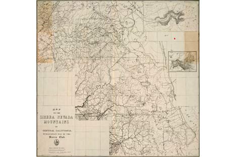 A map showing Sierra Nevada Mountains.