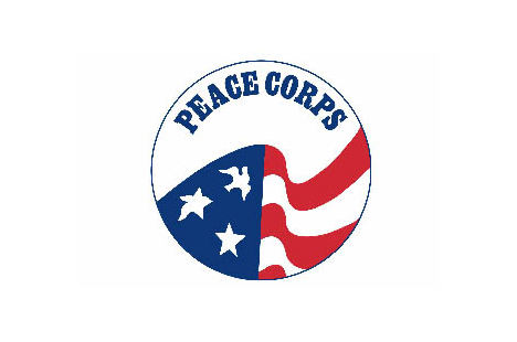 Round logo with US flag with the stars morphing into a peace dove